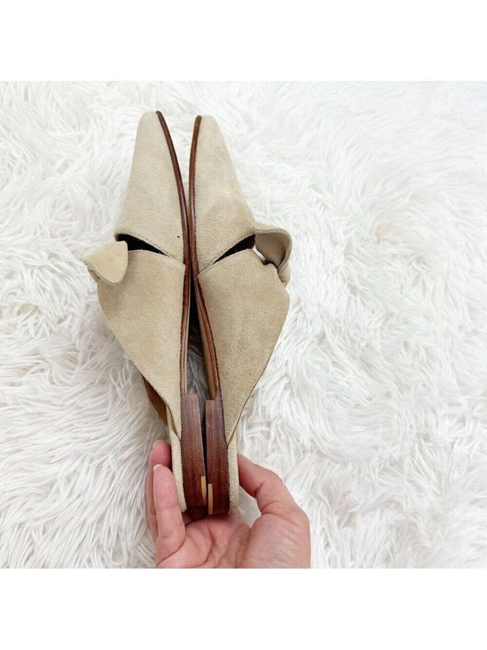 Ulla Johnson Lilo Babouche Noir Suede Knotted Pointed Toe Flats - Picture 6 of 11
